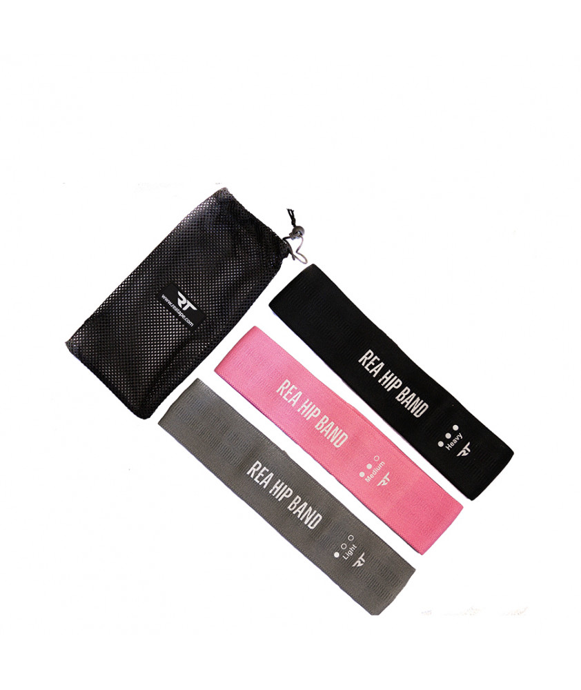 Rea Hip Band Set 3 Λάστιχα γυμ/κής 20 - 22,6 kg [76 x 8cm] - Γκρι/Ροζ /Μαύρο