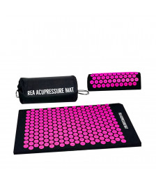 Rea Acupressure Set πιέσεων: Στρώμα 72x43cm & Μαξιλάρι 37x15x10cm - Μαύρο/Ροζ